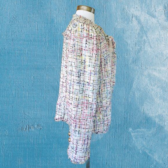 New Worthington Multicolor Tweed Open Front Blazer Jacket Size XL Tall - Picture 4 of 10